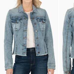 Kara Frayed Denim Jacket Size Medium